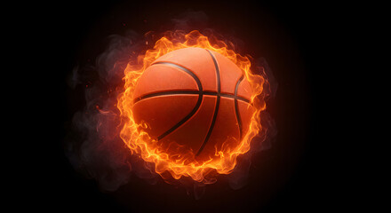 Fototapeta premium Flaming Basketball on Fire with Orange Blaze