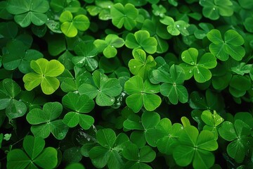 A perfect stock image of a dense cluster of clover leaves creating a soft, natural green carpet