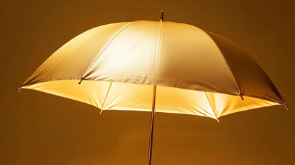 Illuminated Golden Umbrella Studio Prop Elegant Design Backdrop Photography Light Reflective Fabric Golden Yellow Warm Light Professional Equipment   