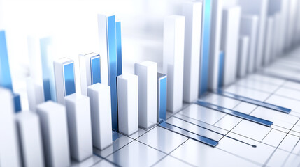 Financial graphs background in white and blue tones. Background with data trends and financial charts for business presentations. Ideal for finance reports and analytics dashboards