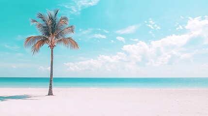 Fototapeta premium Tropical beach scene with palm tree (1)