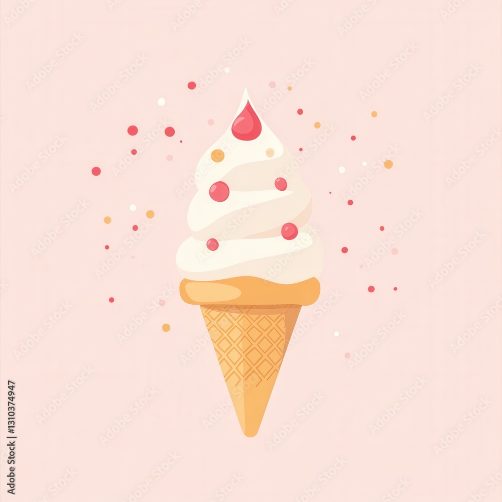 Poster minimalistic ice cream cone logo with playful design in pastel colors featuring a clean background a