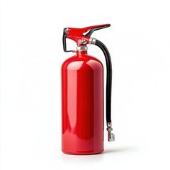 Obraz premium Red Fire Extinguisher on White Background for Safety Equipment and Emergency Preparedness