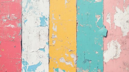 Vibrant Wall Painting with Peeling Paint