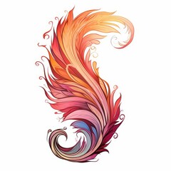 Fototapeta premium A stunning phoenix feather in vibrant hues, elegantly isolated against a white backdrop, showcasing pastel tones.