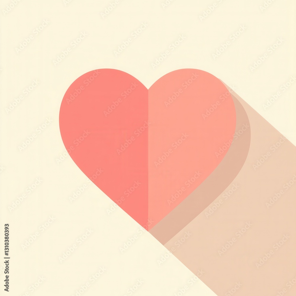 Leinwandbilder minimalist heart design featuring soft shadows in warm pink tones with flat style emphasizing simpli