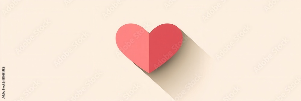 Poster minimalist heart icon with soft shadows and warm pink tones suitable for cheerful design projects