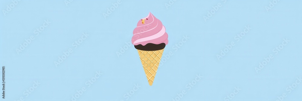 Poster minimalistic ice cream cone logo featuring pastel colors and cute design suitable for branding and p