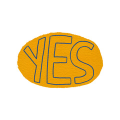 Yellow-blue 'YES' Text