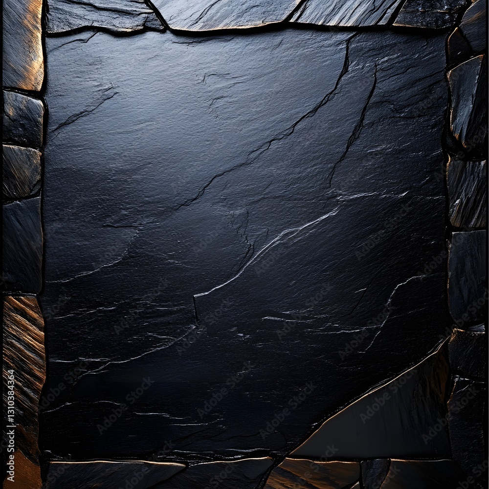 Poster dark gray metallic texture with cracked surface creating a unique visual experience and striking ind