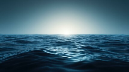 Obraz premium Tranquil dark blue lake at dusk, offering a serene backdrop for relaxation and meditation with gentle, calming waves.