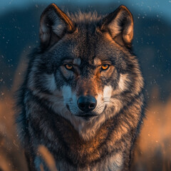 Fototapeta premium Water Color, Dog Moody, Wolf encounter in the wilderness nature photography close-up majestic environment dramatic viewpoint