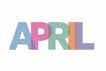 APRIL colorful typography banner on transparent background
