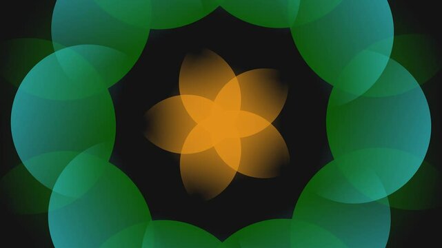 circles with orange center and blue-green overlays transparency