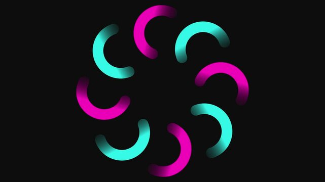 Stroke with pink and blue-green gradient curved shapes