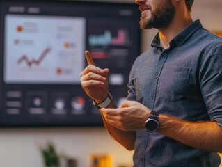 A startup founder presenting a business model to venture capitalists at a pitch meeting, Entrepreneurship, Innovative and ambitious