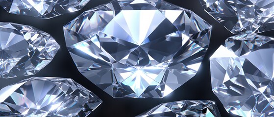 Diamond. Close-up. Diamonds on black background. group of brilliant diamonds. Jewelry background. Close up of a diamond. Jewelry background.  Close up of a group of diamonds. Shallow depth of field.