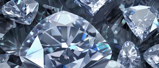 Diamond. Close-up. Diamonds on black background. group of brilliant diamonds. Jewelry background. Close up of a diamond. Jewelry background.  Close up of a group of diamonds. Shallow depth of field.