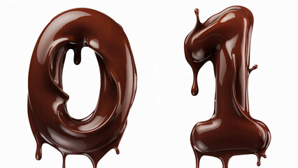 123 Dripping Chocolate Numbers Set – Sweet Melted Chocolate Font for Design