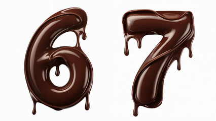 123 Dripping Chocolate Numbers Set – Sweet Melted Chocolate Font for Design