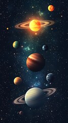 Cosmic solar system planets in deep space