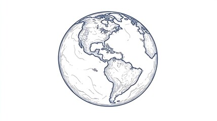 Obraz premium Detailed illustration of the Earth showing the continents and oceans in a minimalist design : Generative AI