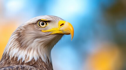 Fototapeta premium Majestic white-tailed eagle displays fierce beauty against a tranquil backdrop