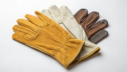 Leather Work Gloves on White Background