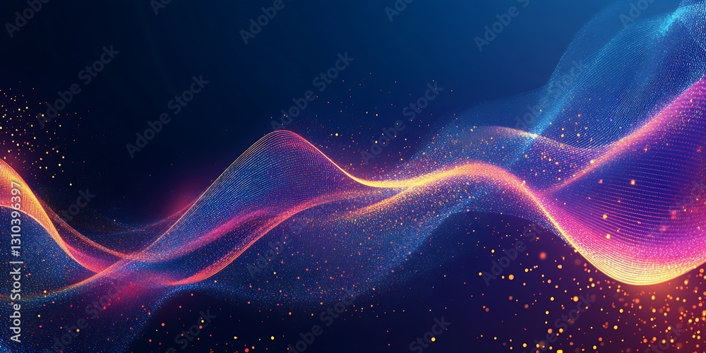 Fototapete flowing colorful wave patterns against a deep blue background for artistic projects : generative ai