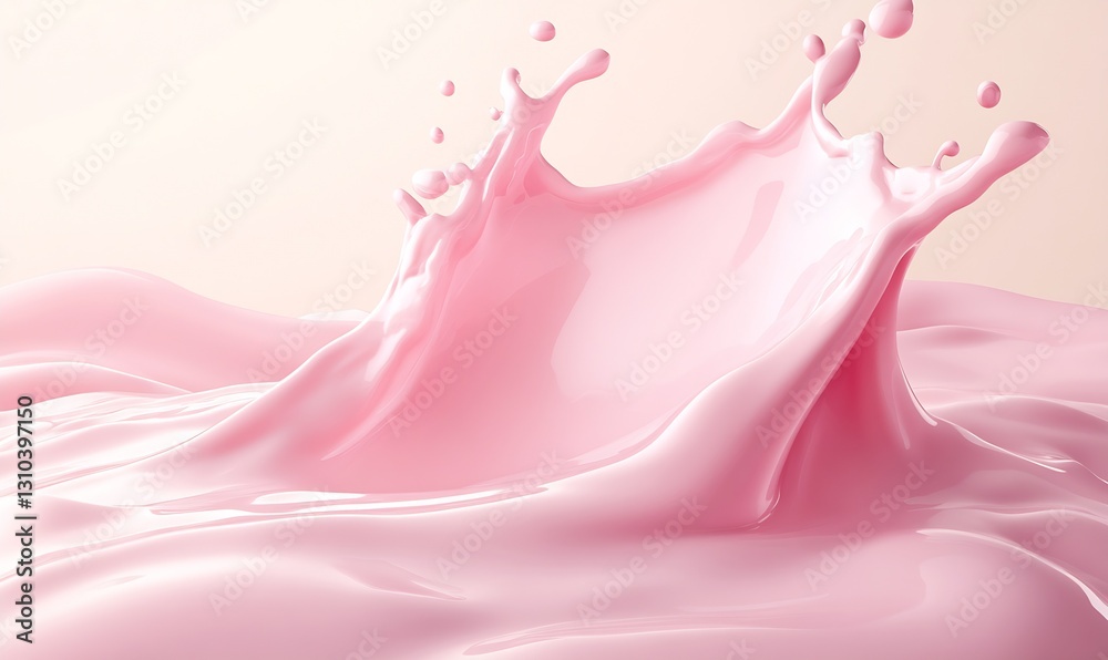 Poster Dynamic splash of pink liquid creating a vibrant and eyecatching image depicting motion and fluidity : Generative AI