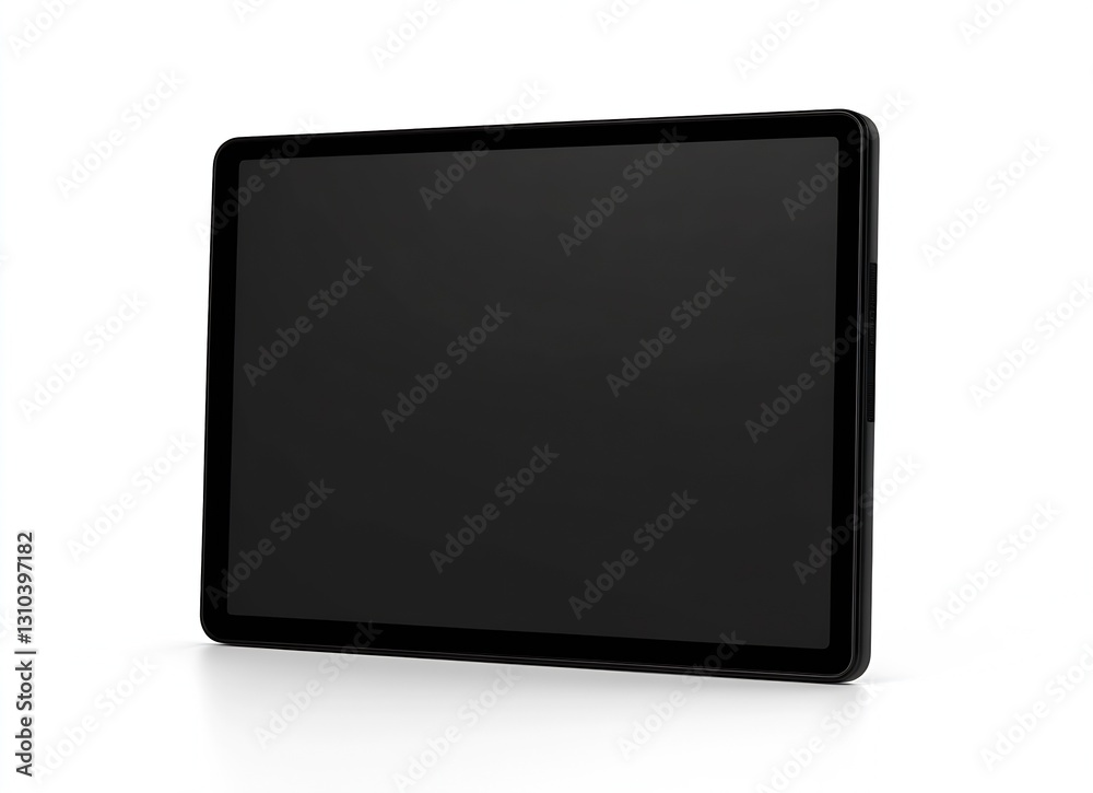 Poster black tablet device artwork with a blank slate for digital content : generative ai