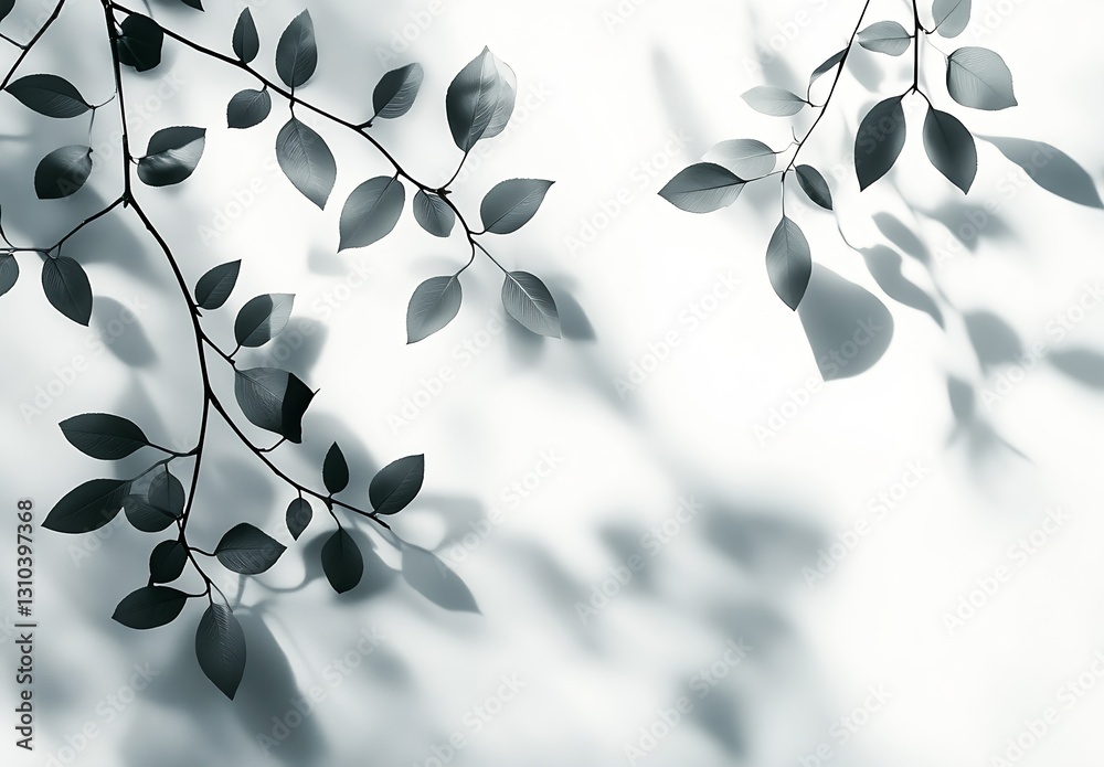 Leinwandbilder elegant shadows cast by green leaves create a soft and calming natural backdrop : generative ai