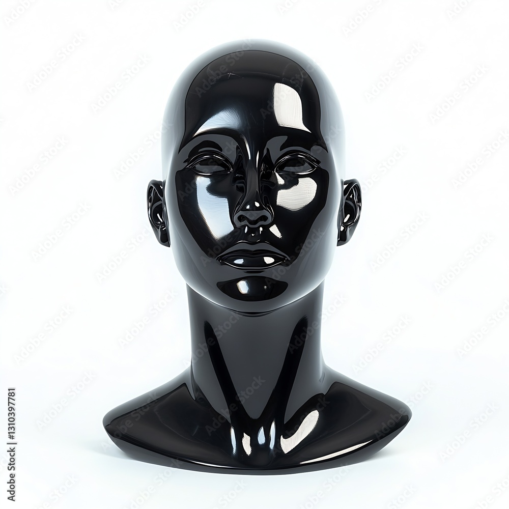 Aufkleber striking gloss black mannequin head featuring smooth lines and an elegant finish ideal for makeup pr