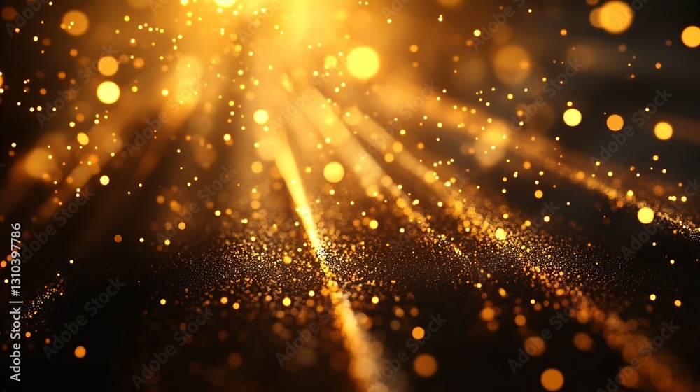 Aufkleber Stunning beams of golden light radiating through a ethereal particle filled atmosphere : Generative AI