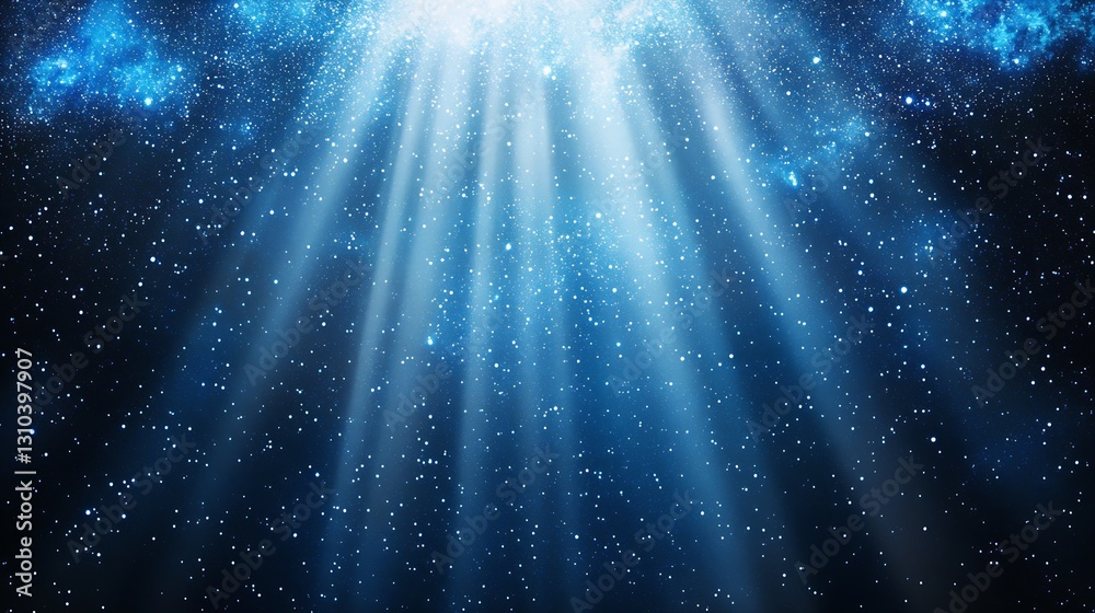 Poster captivating cosmic light rays shine through a starry sky with sparkling stars and galaxies : generat