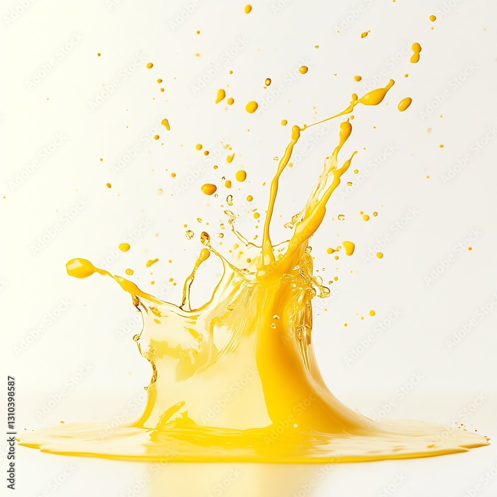 Leinwandbilder Dynamic Yellow Liquid Splashing Around in a Refreshing Pool of Bright Lemon Juice : Generative AI