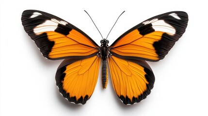 Fototapeta premium Vibrant orange butterfly resting gracefully on a pristine white background