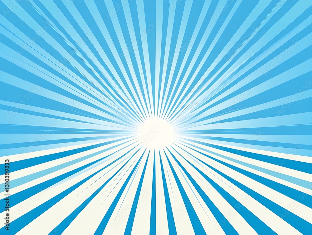 Aufkleber Vibrant blue and white radial rays spreading out from a central point creating a stunning pattern of light : Generative AI
