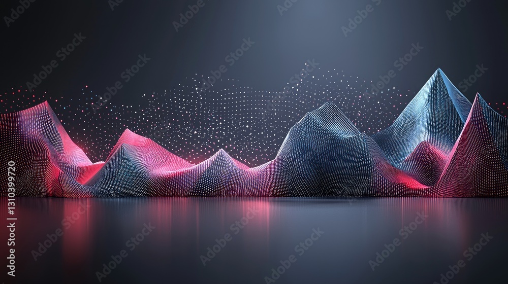 Poster abstract landscape data visualization mountains of digital information for technology use
