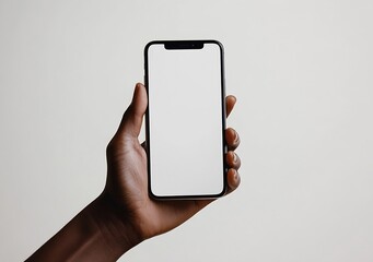 Person Holding a Smartphone with a Plain Screen in a Minimal Background Ready for App or Message Display : Generative AI