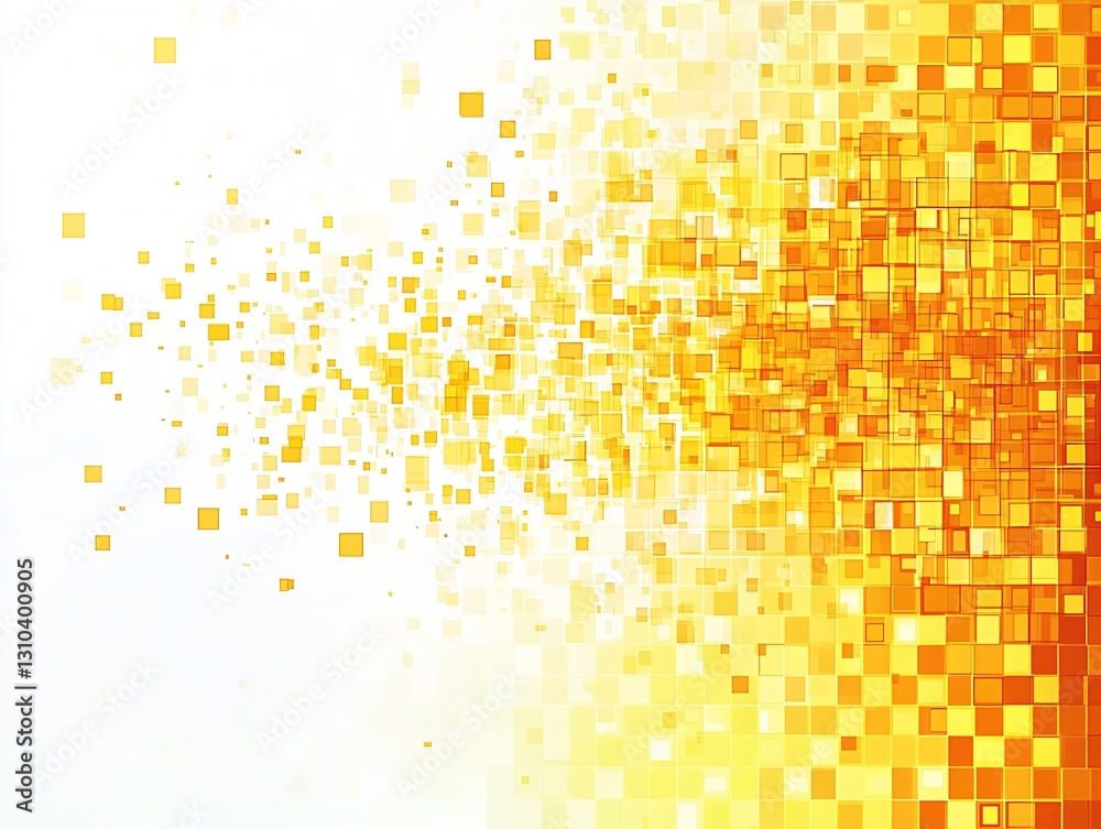 Poster vibrant abstract background featuring dispersed yellow and orange squares : generative ai