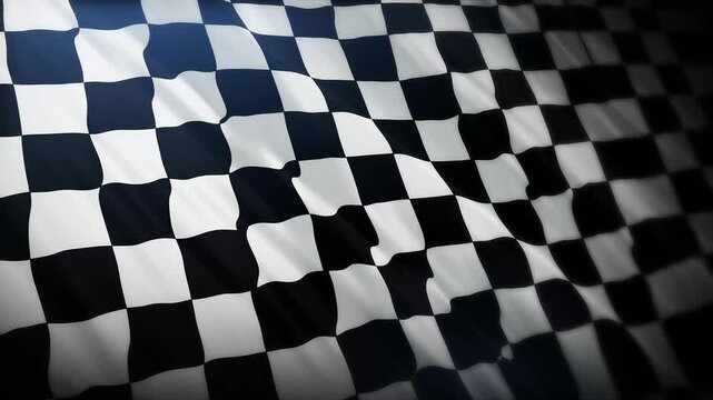 Waving Racing finish flag with checkered pattern texture in slow motion
