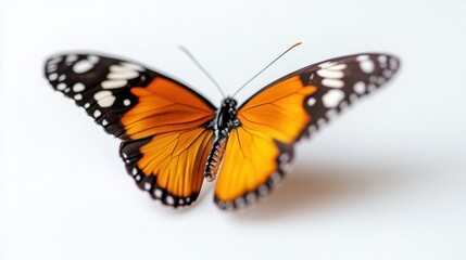 Obraz premium Orange butterfly on a clean white surface, wings on display