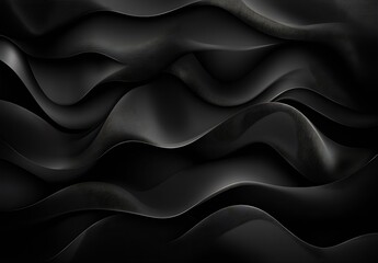 Obraz premium Elegant wavy black fabric drapes creating a smooth and luxurious background appearance : Generative AI