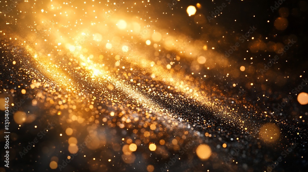 Poster enchanting golden particles swirling in a mesmerizing abstract backdrop of light : generative ai