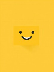 Bright yellow minimalist smiling face icon with flat design perfect for cheerful themes and modern graphics in various applications