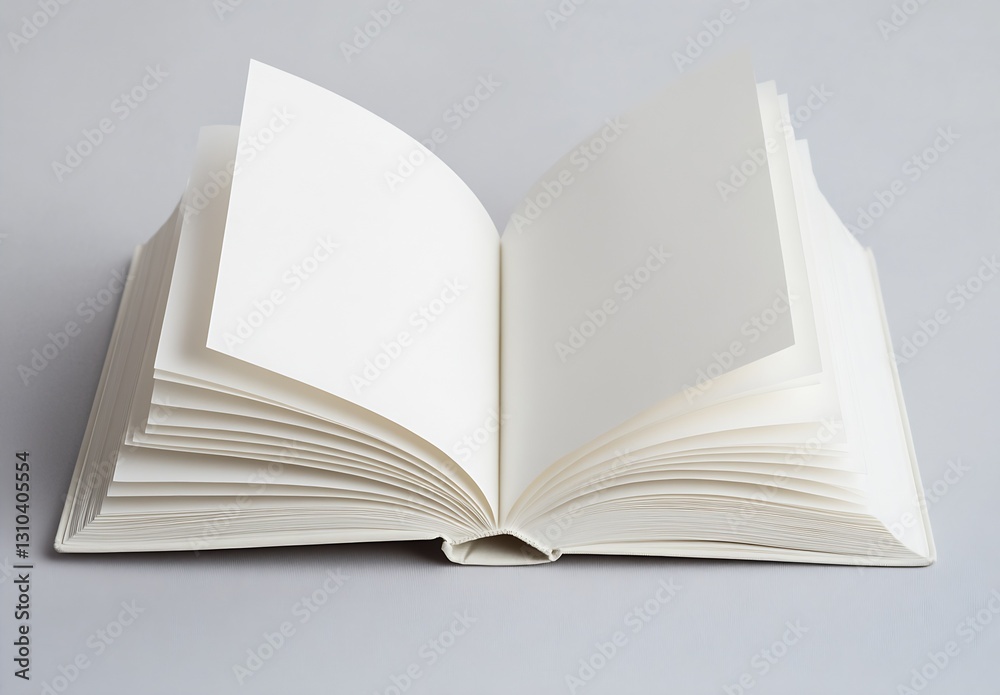 Leinwandbilder Open Blank Book with Empty Pages Displaying Potential for Writing and Creativity : Generative AI