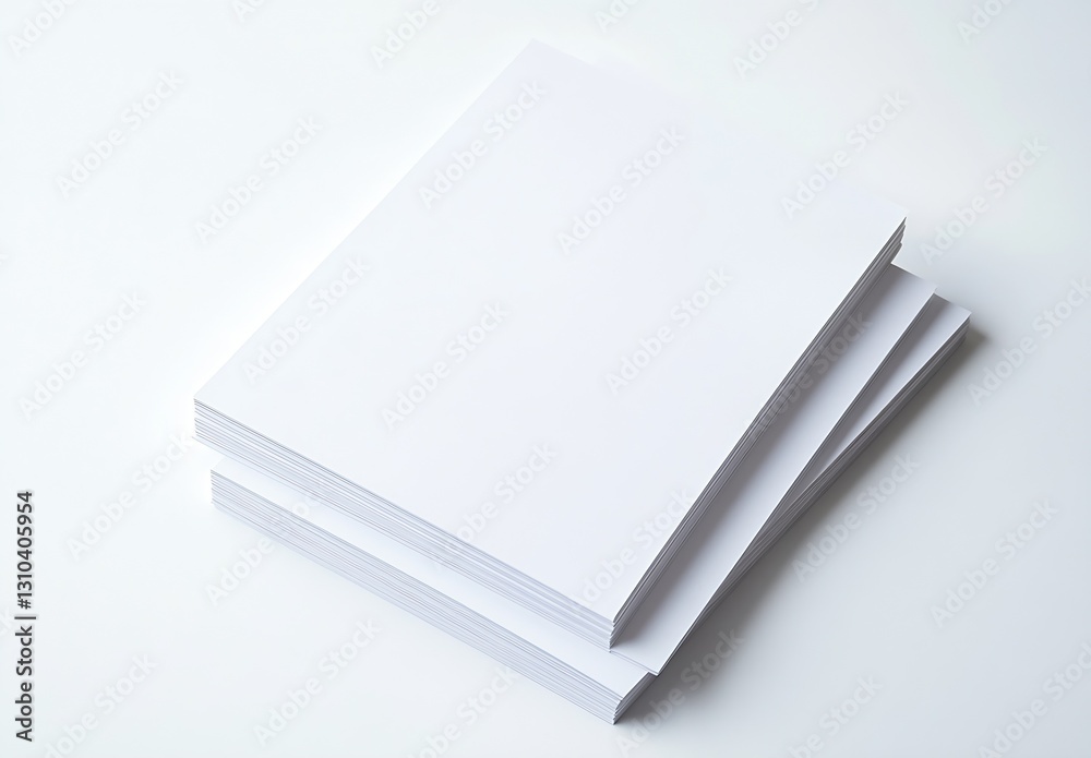 Aufkleber neatly stacked blank white paper sheets on a clean surface ready for use : generative ai