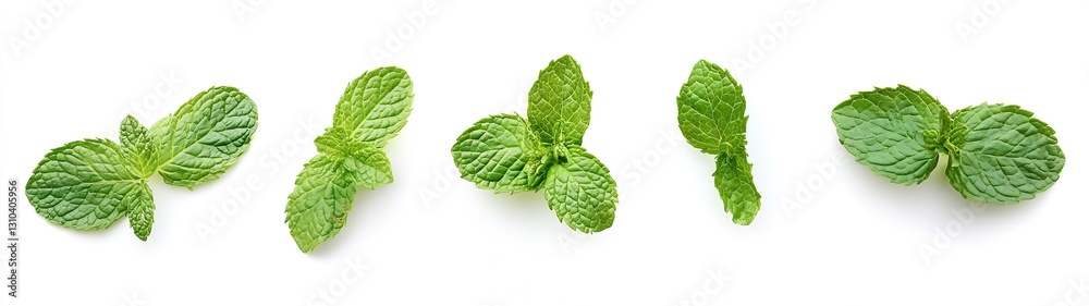 Aufkleber fresh mint leaves arranged in a beautiful display highlighting their vibrant green color and texture