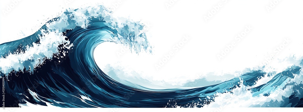 Aufkleber dramatic wave rolling in with deep blue hues and a powerful crest ready to crash on the shore : gene